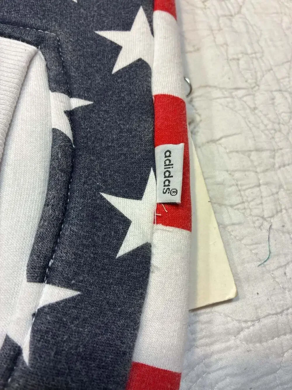 Adidas Vintage American Flag All-Over Print Hoodie Sweatshirt Size XL